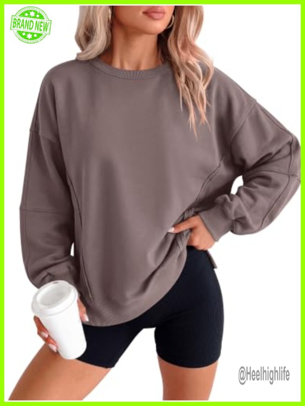 Oversized Crewneck Long Sleeve Sweatshirt Pullover Casual